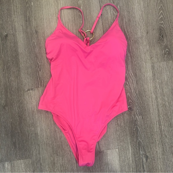 Cosabella Vita Marina Curvy Strappy One Piece Pink Swimsuit with gold accents L - Picture 4 of 9